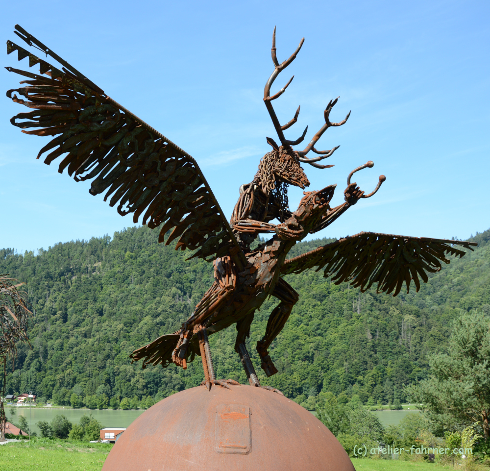 Cernunnos auf Vogel reitend Atelier Fahrner Annemarie und Guenther